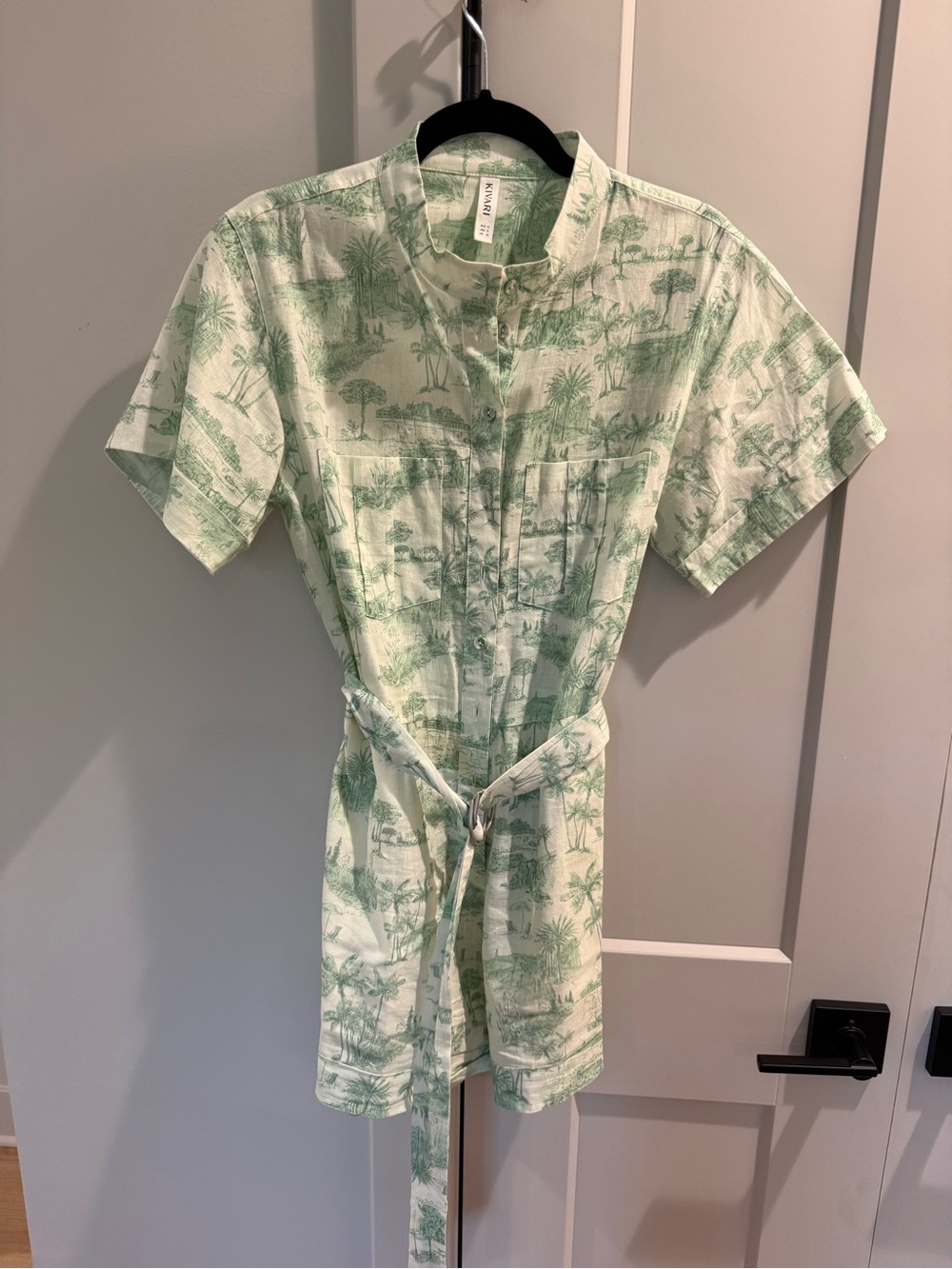 Kivari Green Toile Short Sleeve Romper